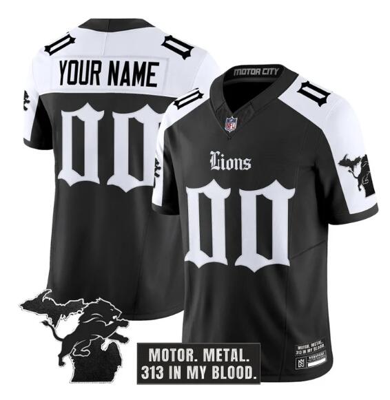 Youth Detroit Lions Active Player Custom Black Alternate 2025 F.U.S.E. 'Gothic Motor Grit Edition' Vapor Limited Stitched Football Jersey
